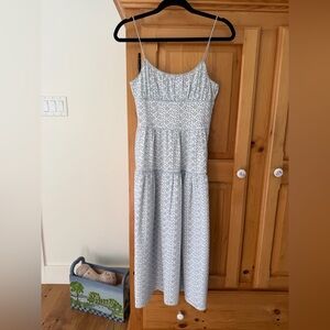 Doen Benoit sheer eyelet Light Blue Floral Midi Dress